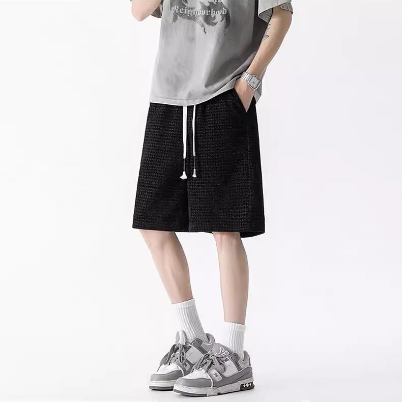 小香風千鳥格子白黒ストライプパンツ