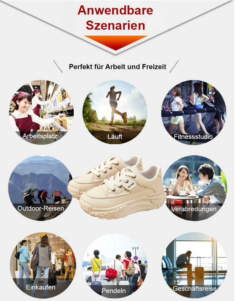 Damen-Freizeitschuhe mit dicker Sohle und Absatzhöhung