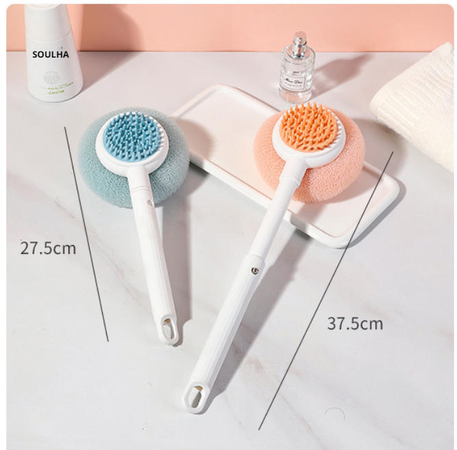 Měkký kartáč s dlouhou rukojetí na koupel, dvojí použití