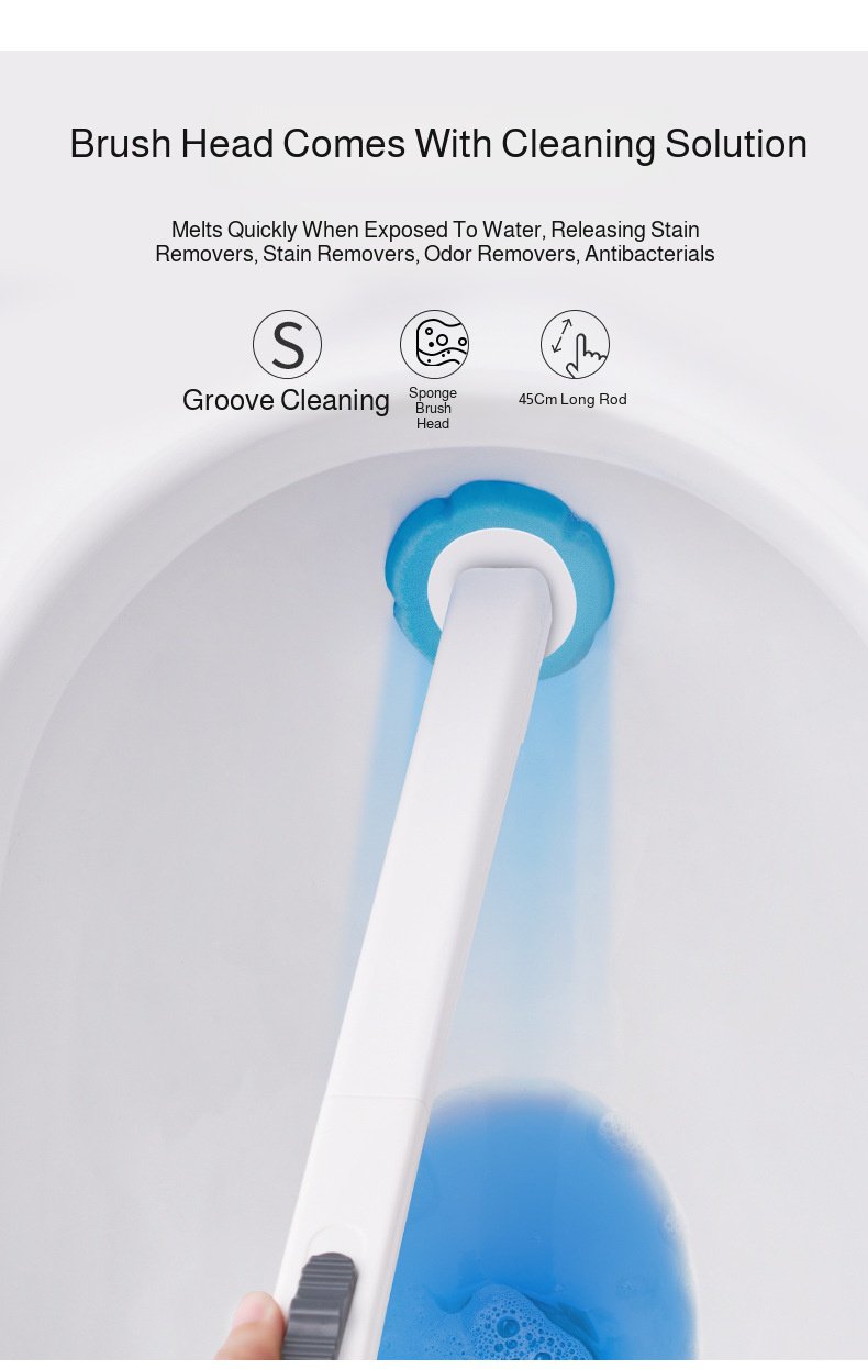 Hygienic bathroom cleaning brush with replaceable heads