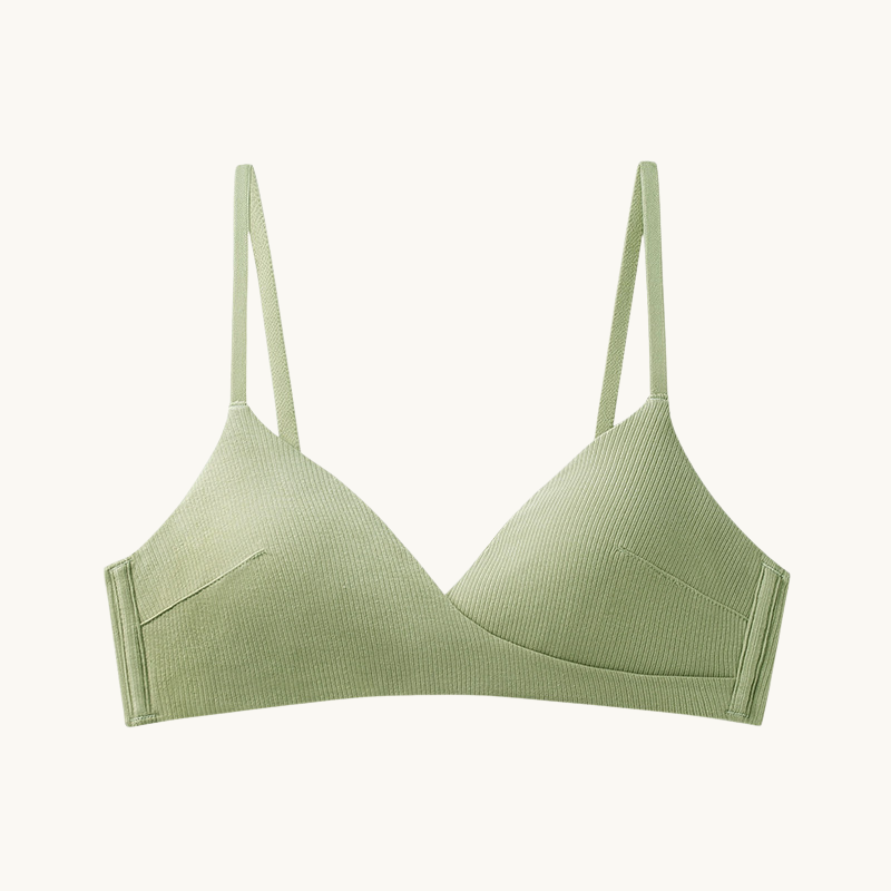 ワイヤーなし綿製フレンチクロス三角ブラジャー