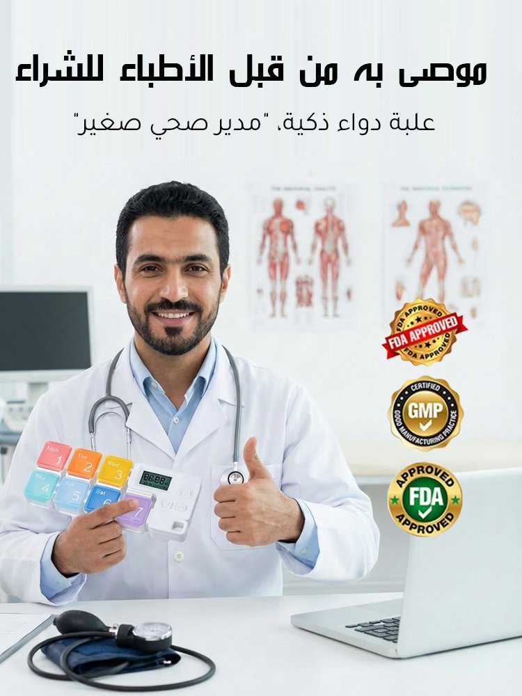علبة أدوية ذكية بسعة كبيرة مع منبه للتذكير