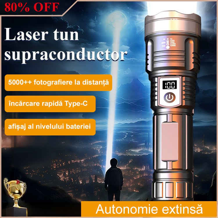 [Tun supraconductor laser] Lanternă cu laser alb cu zoom telescopic