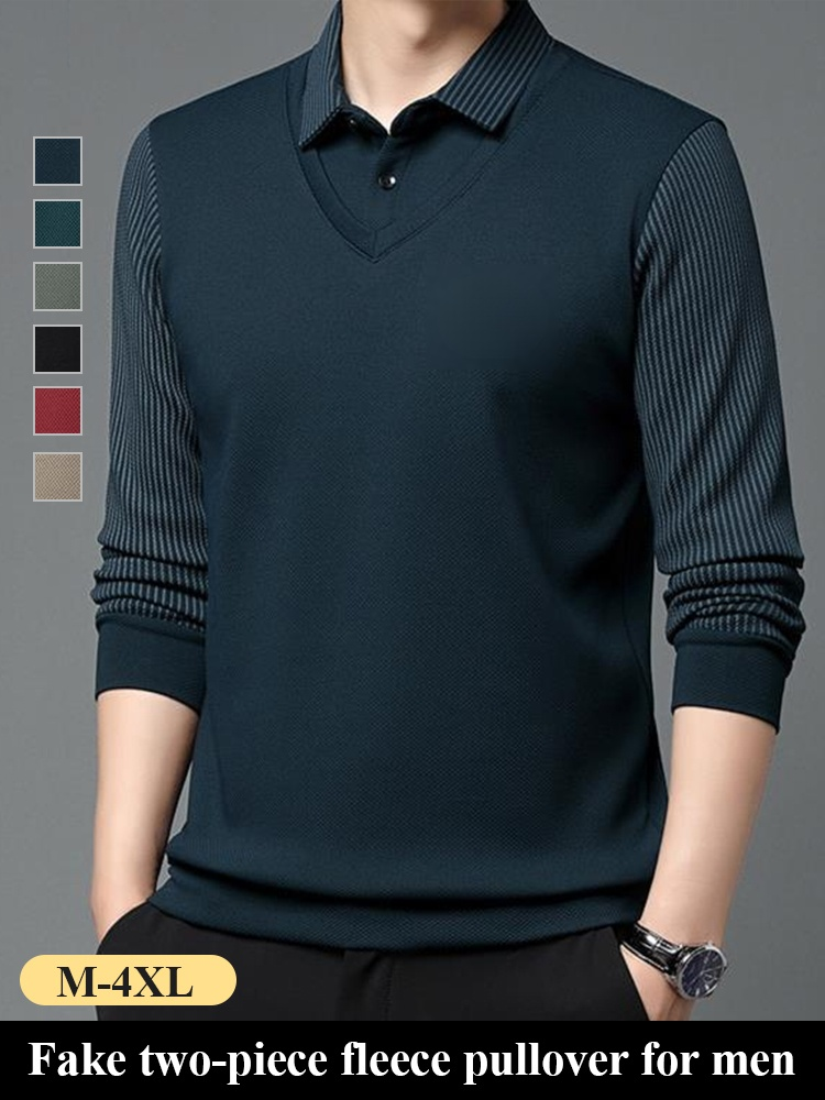 Business  fake  two-piece sports and casual padded top for men