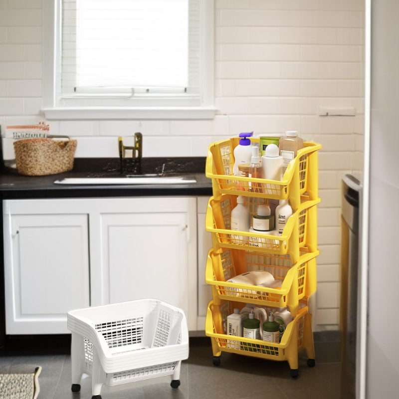 クラック・オーガナイザー 多機能トロリー 多段キッチンオーガナイザー フロアクリップシェルフ ハニカム果物・野菜オーガナイザー