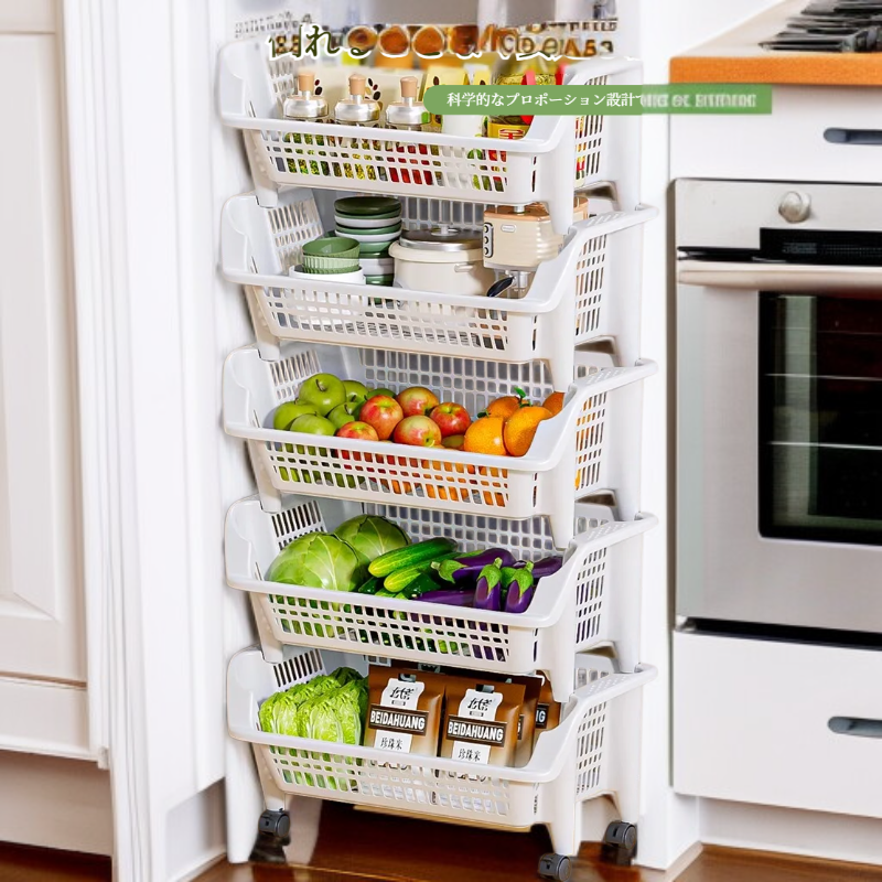 頑丈でスタイリッシュな多機能トロリー型収納棚