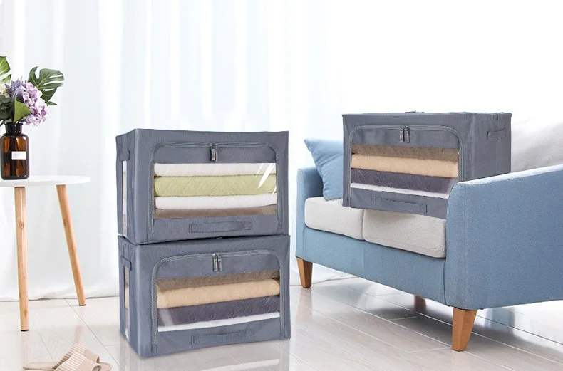 대형 면 및 캔버스 소재 투명 접이식 수납 박스