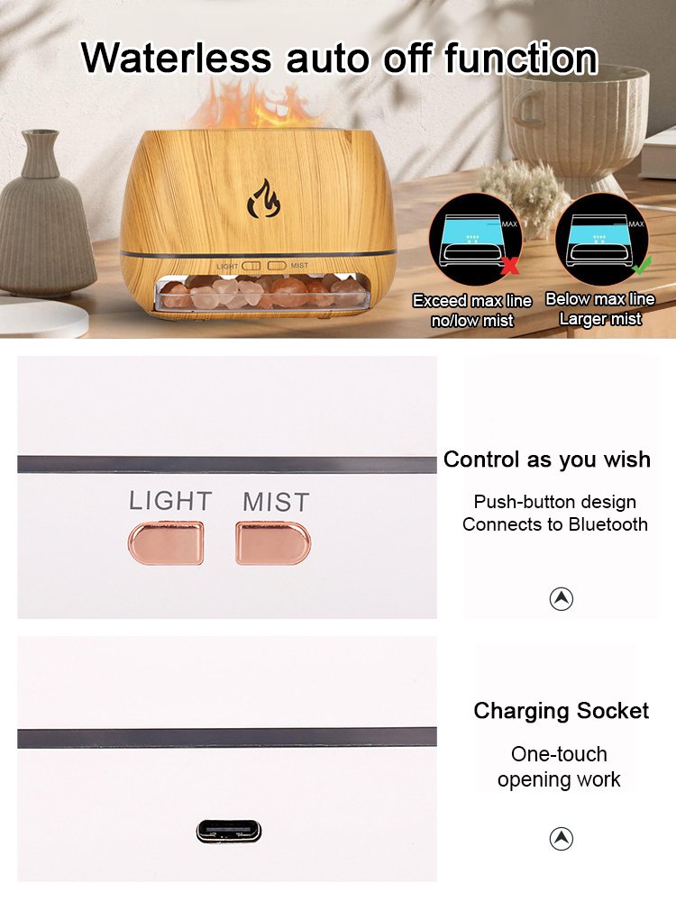 Salt stone flame atomizing humidifier