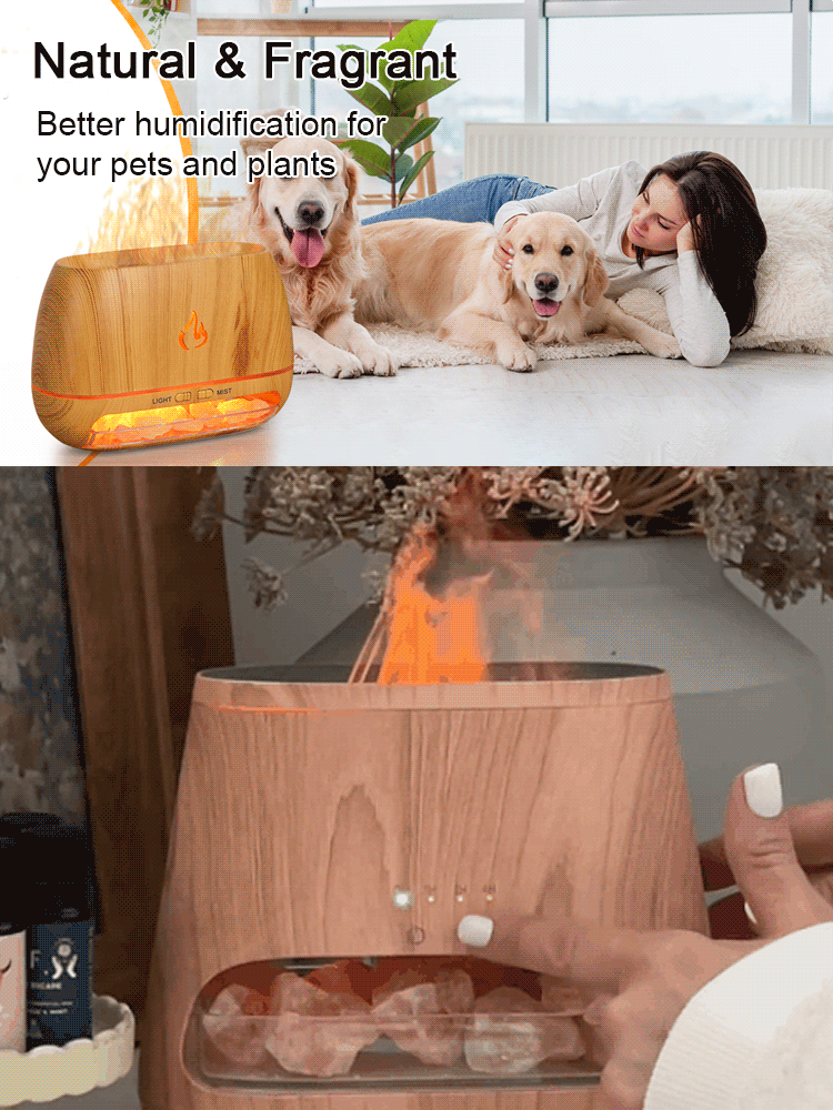 Salt stone flame atomizing humidifier