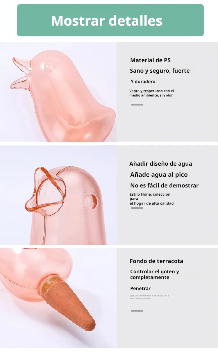 Vista superior del dispositivo de riego para pájaros