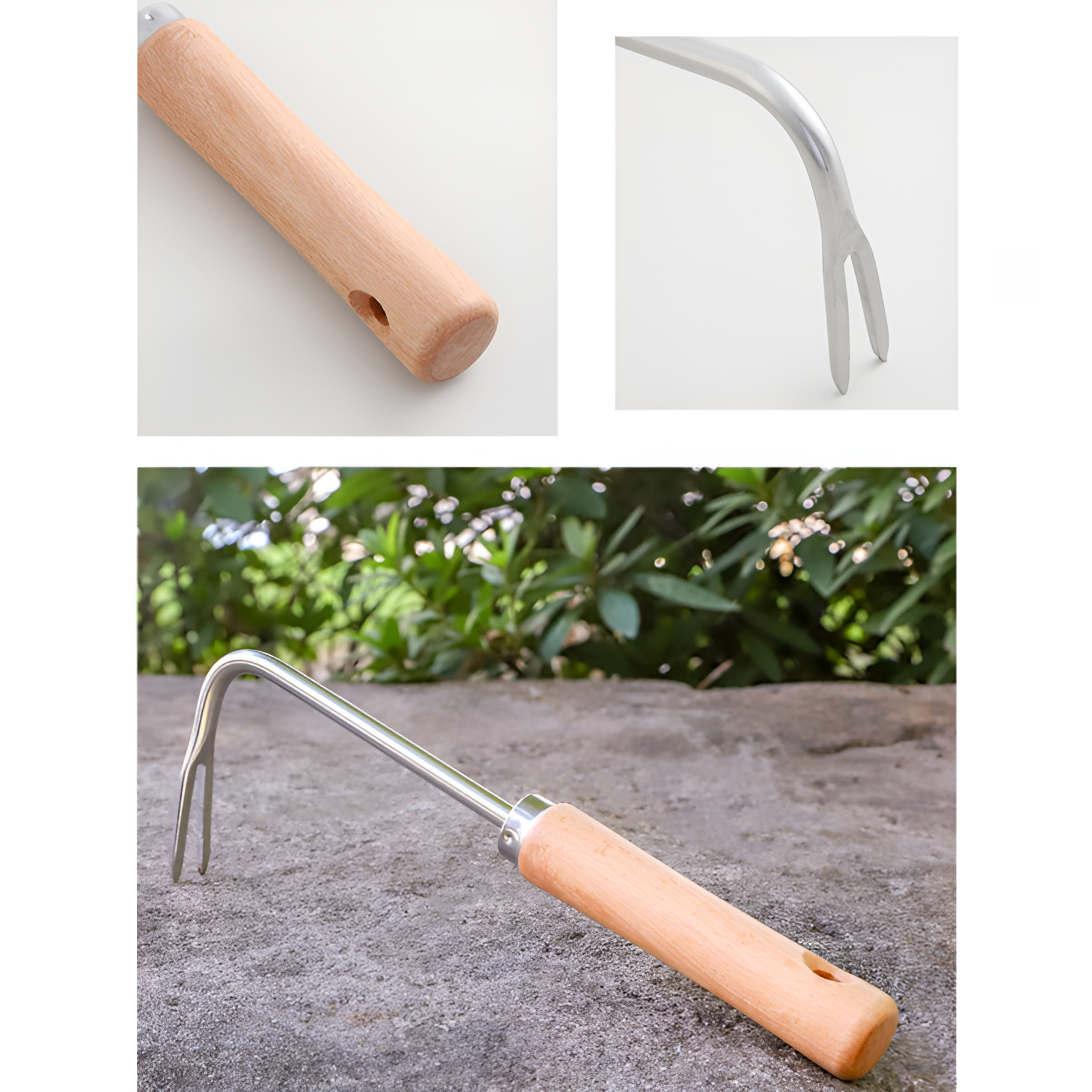木製ハンドルの除草ツール