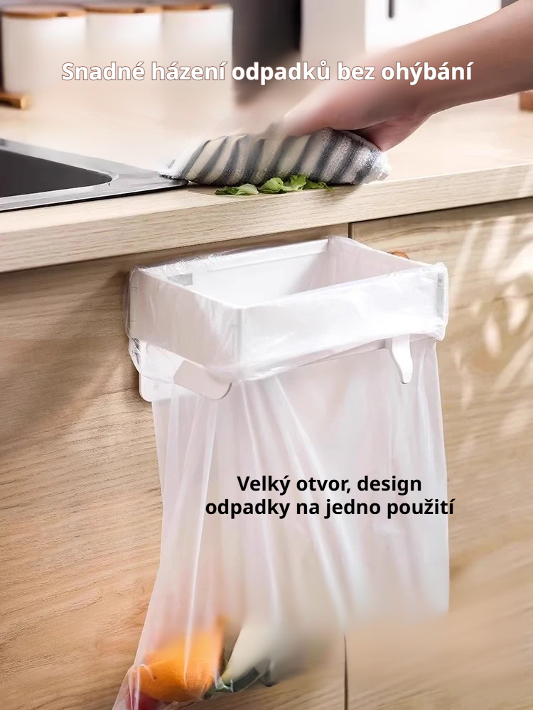 Nástěnný teleskopický úložný držák na organizaci plastových sáčků