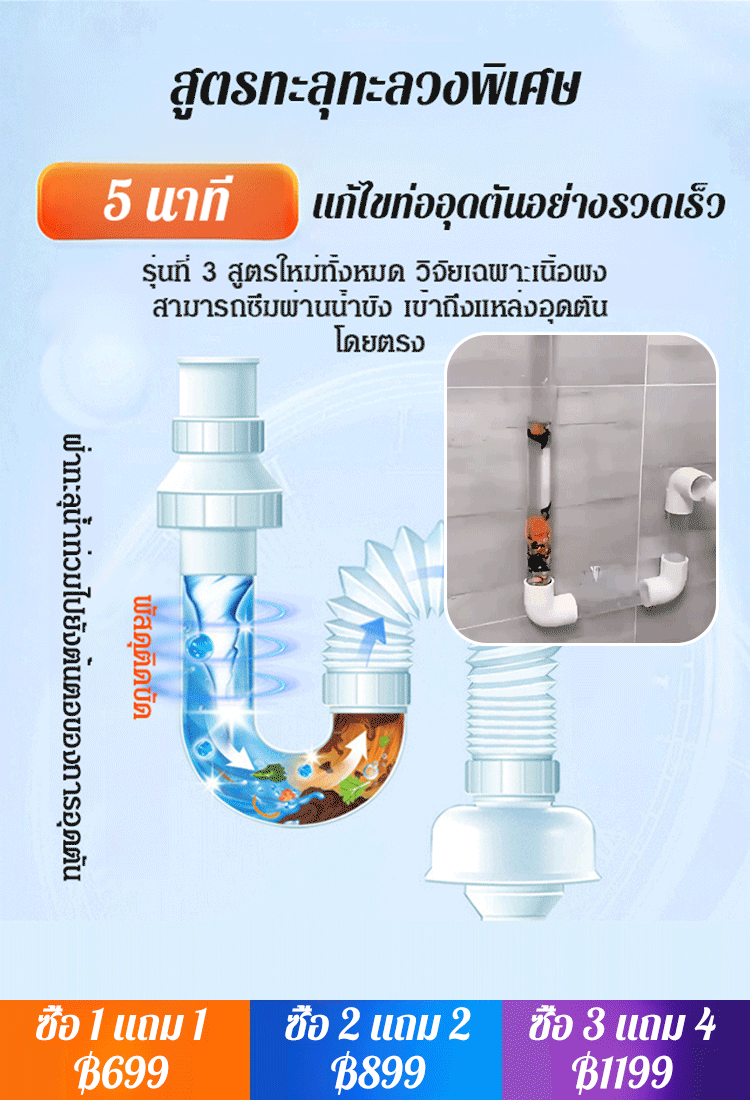 ผงแก้ท่ออุดตันพลังแรง