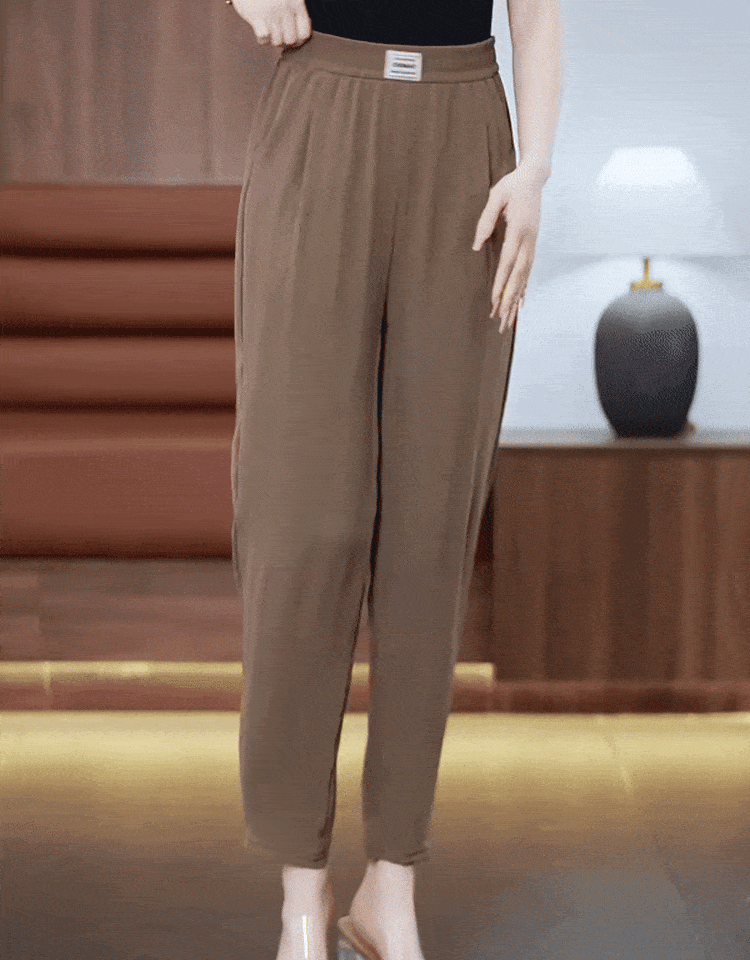 弾力性ゴムウエスト九分丈パンツ