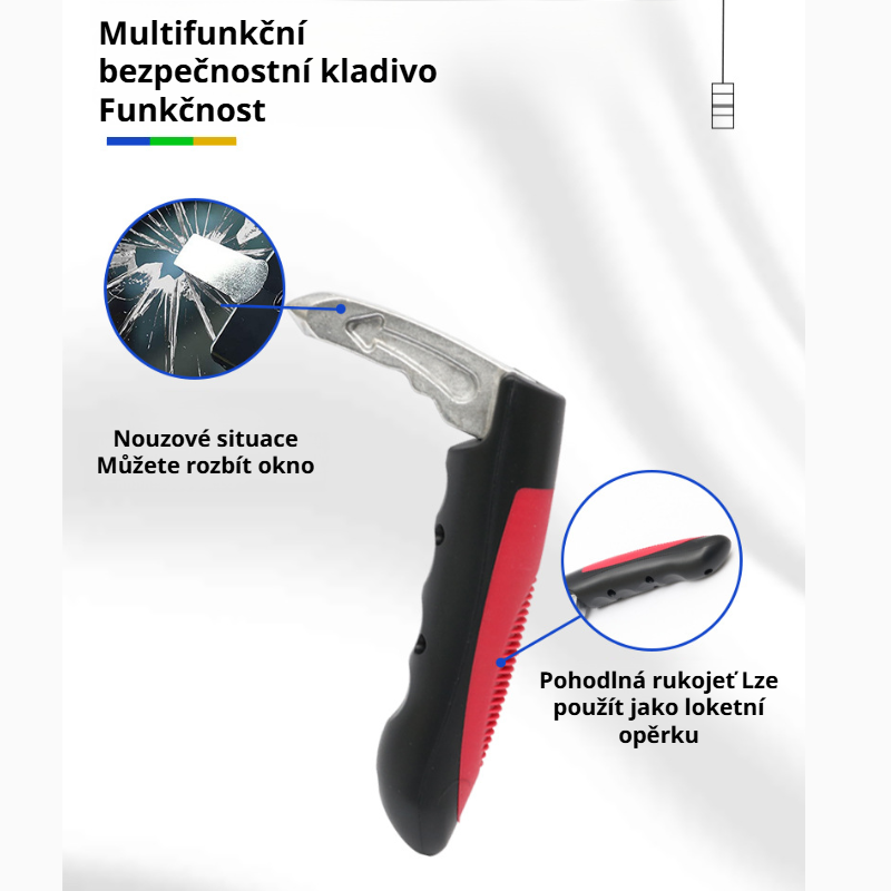 Různé typy multifunkčních nouzových kladívek do auta