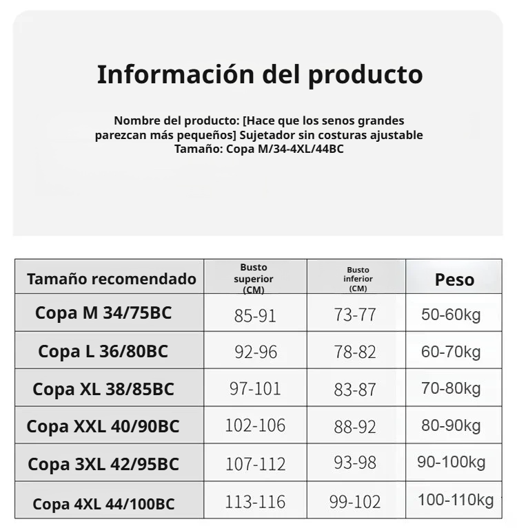 Diseño ergonómico del sujetador para soporte óptimo