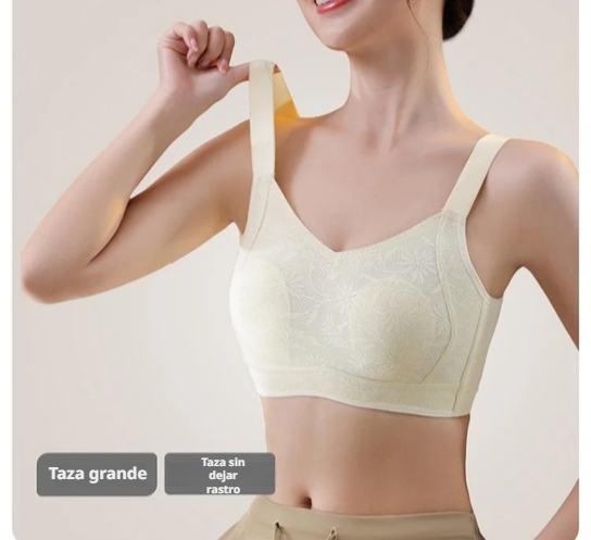 Sujetador reductor sin costuras para busto grande en color nude