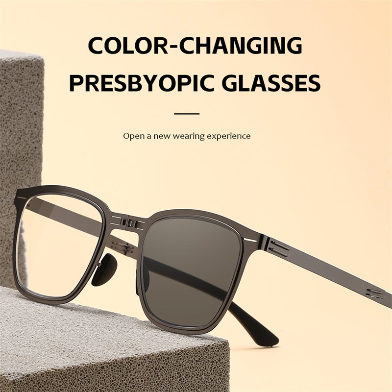 Photochromic blue light protection metal foldable convenient reading glasses
