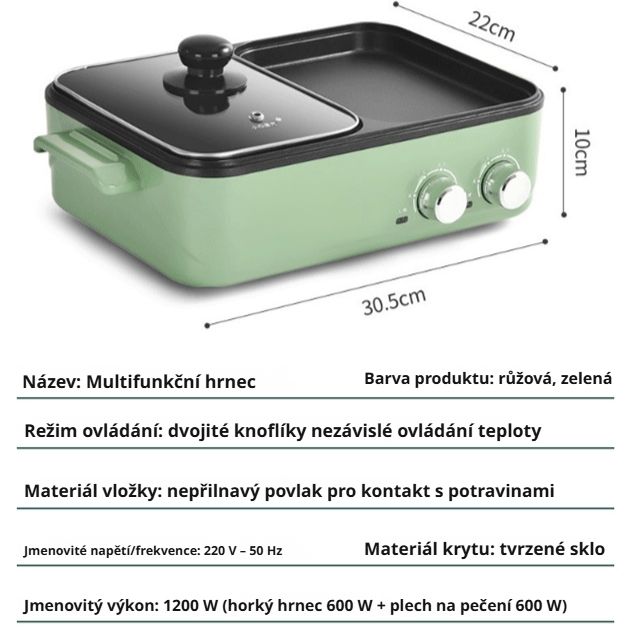 Multifunkční pánev a grilovací hrnec pro koleje a domácnosti