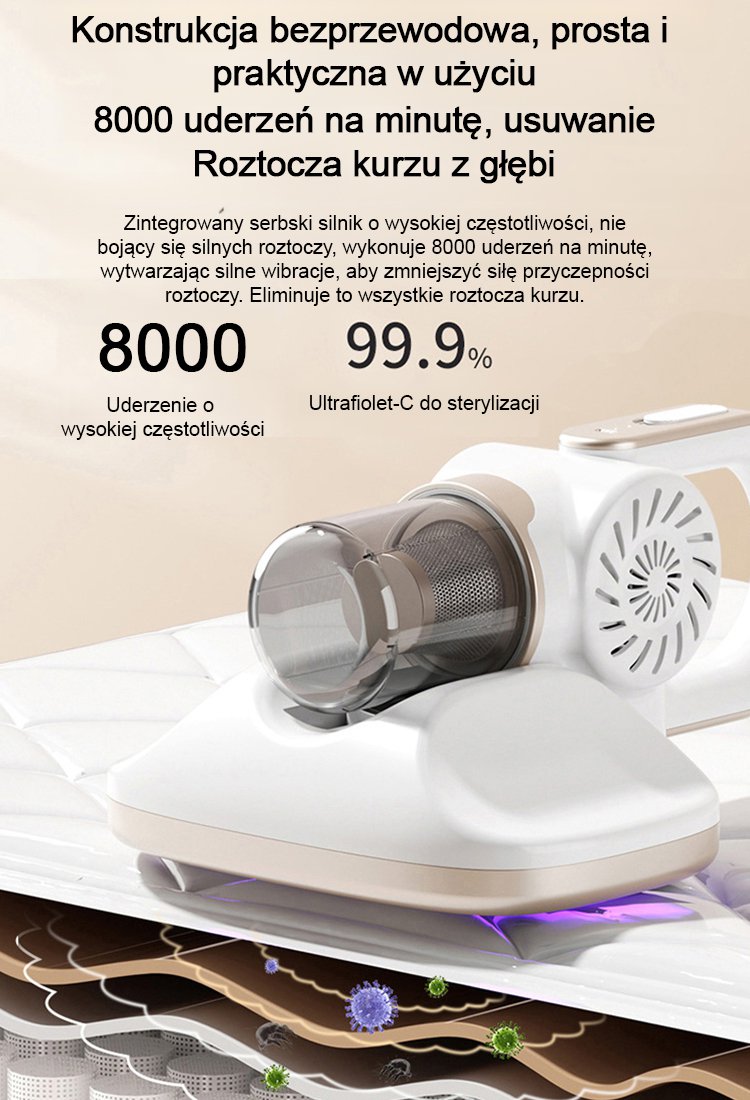 Duża maszyna odsysająca do usuwania roztoczy i mopująca