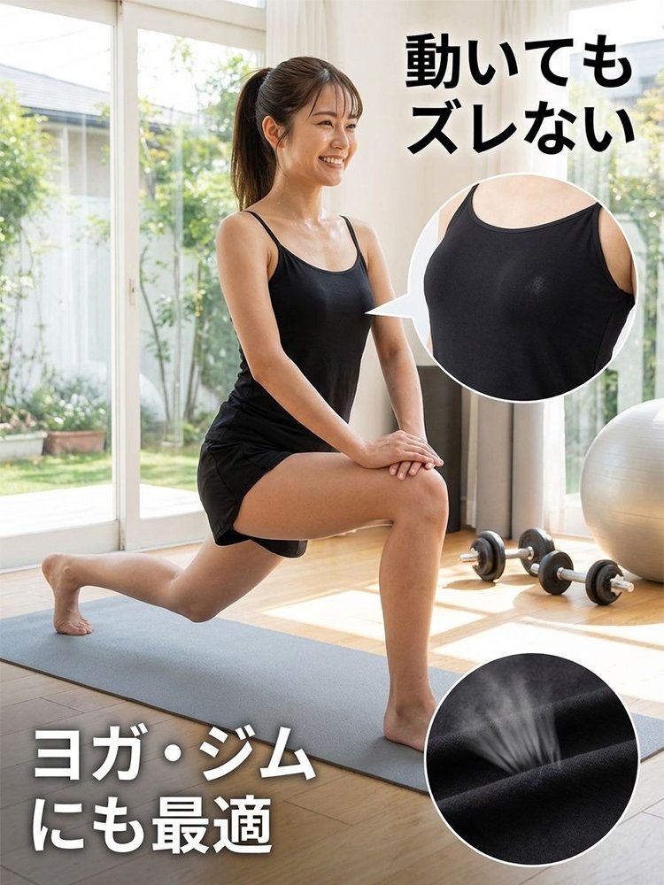 カップ付き吸汗速乾選べる2タイプ（キャミソール・タンクトップ）