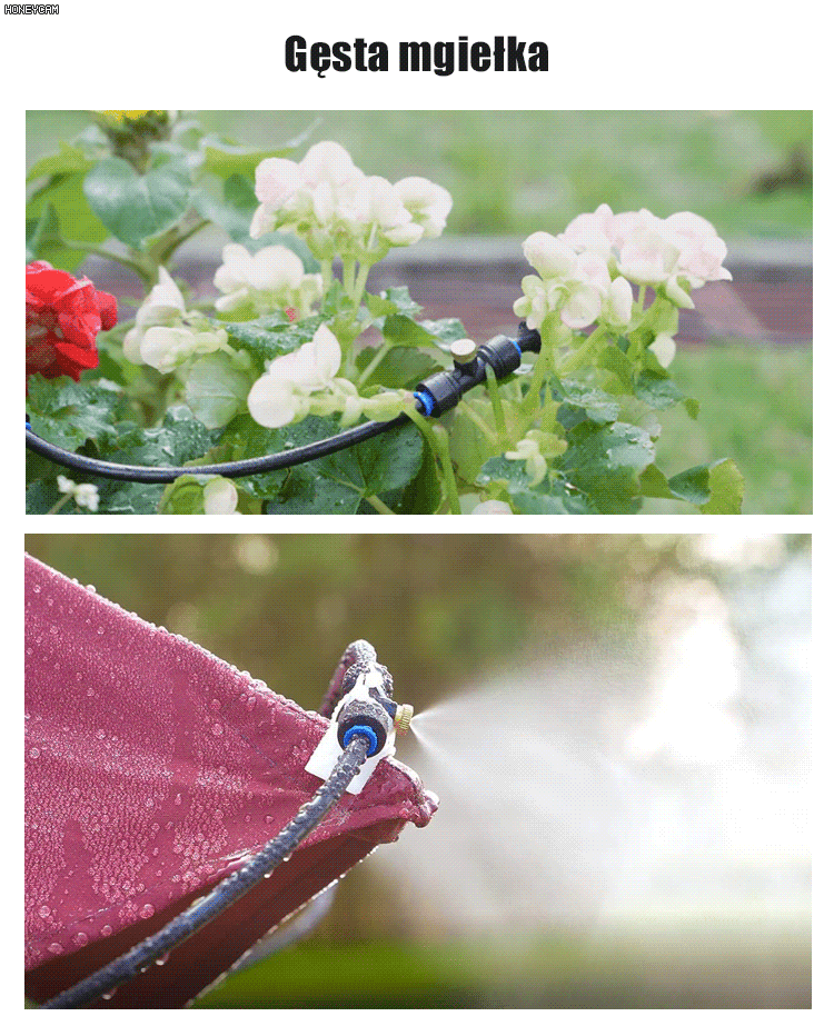 Zestaw niskociśnieniowych dysz chłodzących  do użytku na zewnątrz