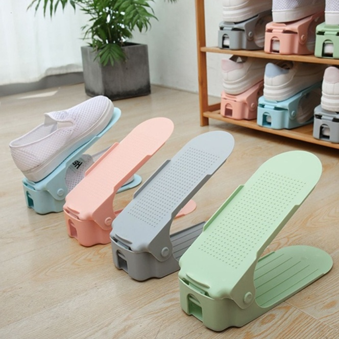 可移動雙層鞋托盤收納架