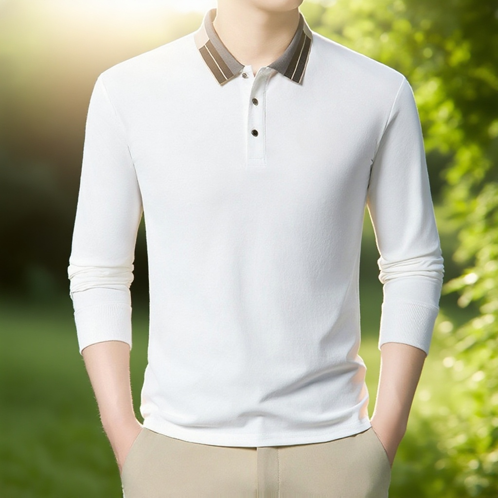 패션 얇은 중년 남성 긴팔 터틀넥 셔츠