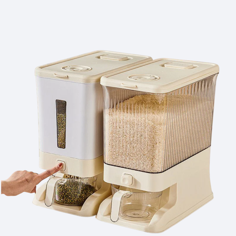 家庭用押圧式大容量自動米出し収納バケツ