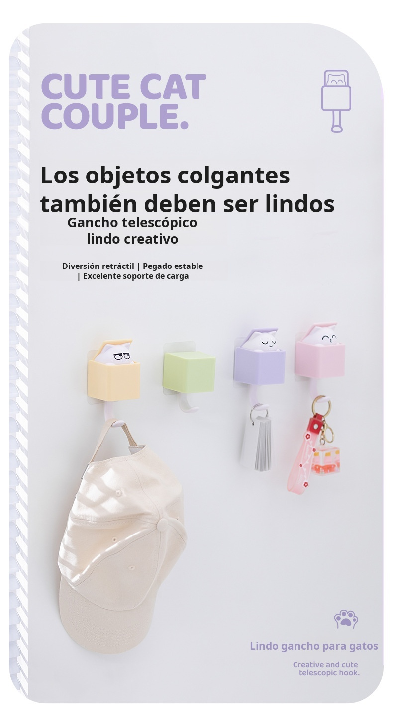 Gancho para gato lindo de pared multiusos adhesivo