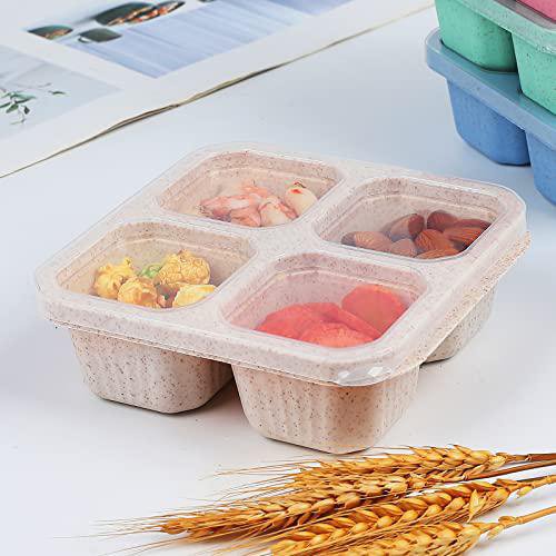 밀짚 스낵 밀폐 4칸 식판  수납함 과일통 칸막이 방습함