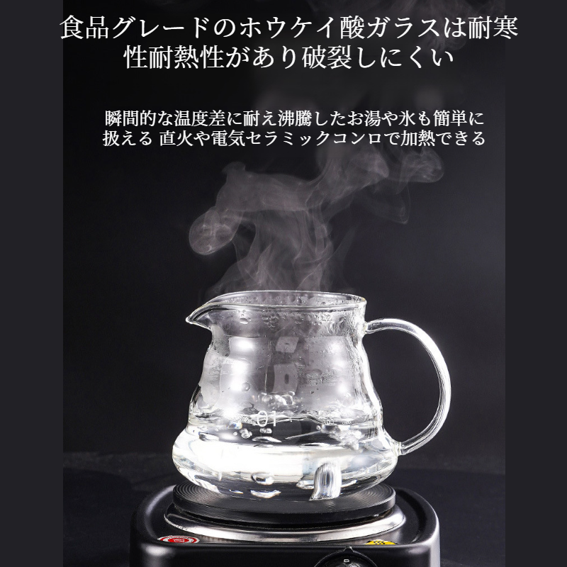 コーヒーシェアリングポット クラウドコーヒーポット 手淹れコーヒークラウドポット 耐熱ガラス 和風手淹れポット