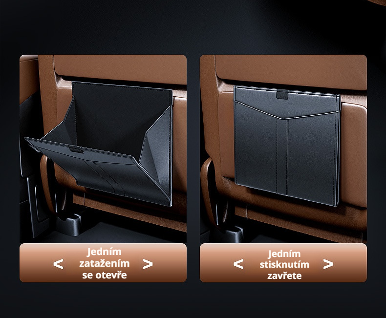 Moderní design skládacího odpadkového koše do auta