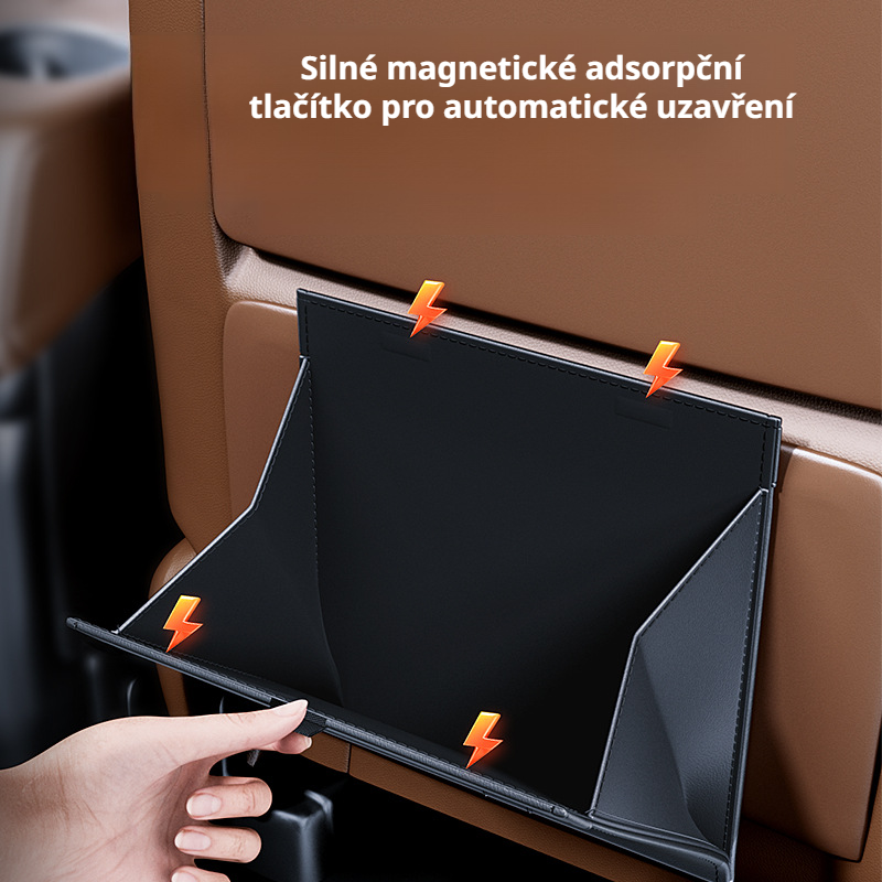 Skládací závěsný odpadkový koš do auta na zadní sedadlo