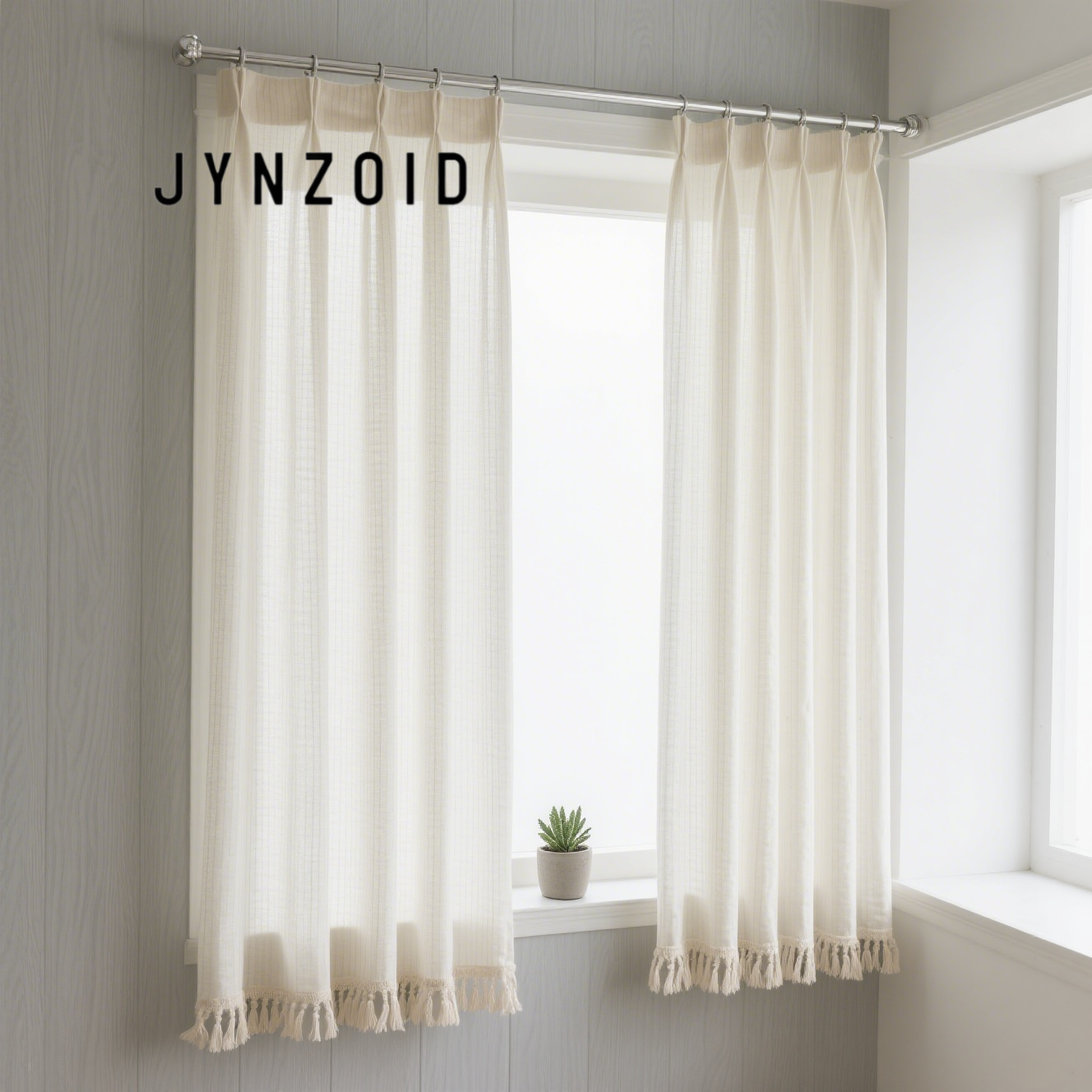 베이지색 거즈 커튼