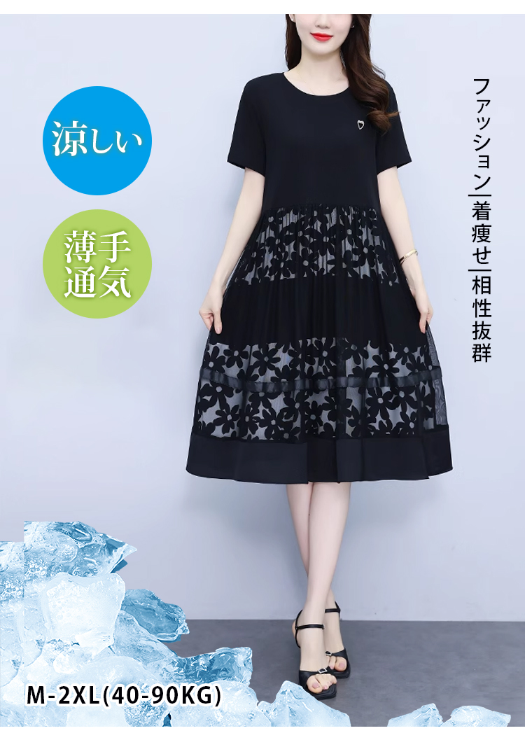 フェイクレイヤードチュールワンピース全体画像