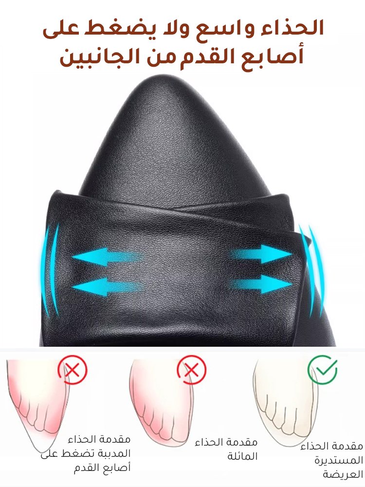 حذاء نسائي من جلد ناعم بكعب رفيع