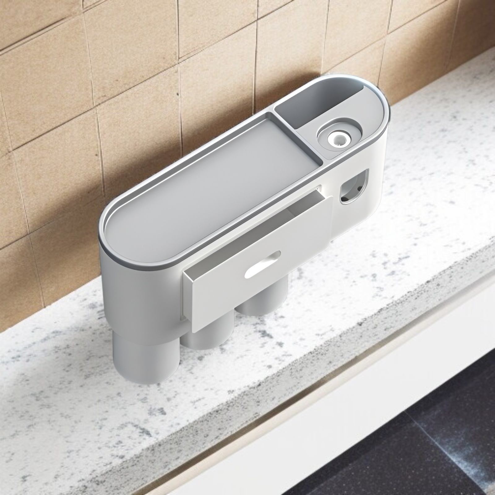 歯磨き粉絞り器付き歯ブラシスタンド