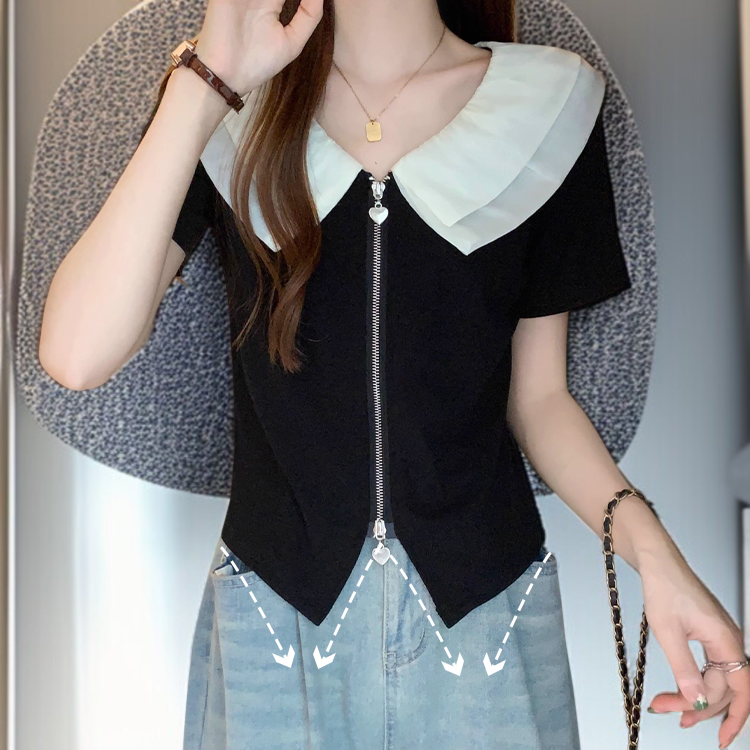 통통 Mm 날씬해 보이는 반팔 티셔츠 여 불규칙 여름 숏 상의 살코기 반팔 셔츠