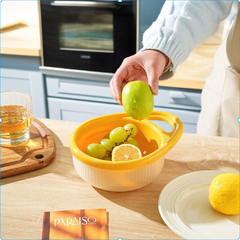 Double layer handle drain basket kitchen