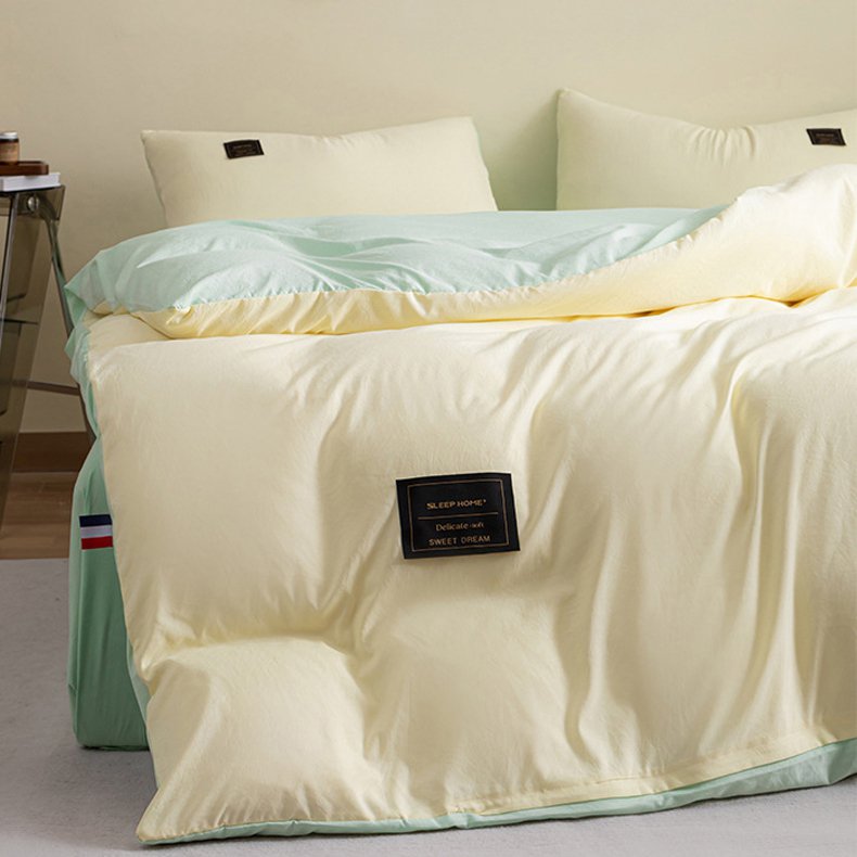 無地の水洗綿のシーツ4点セットの布団カバーです