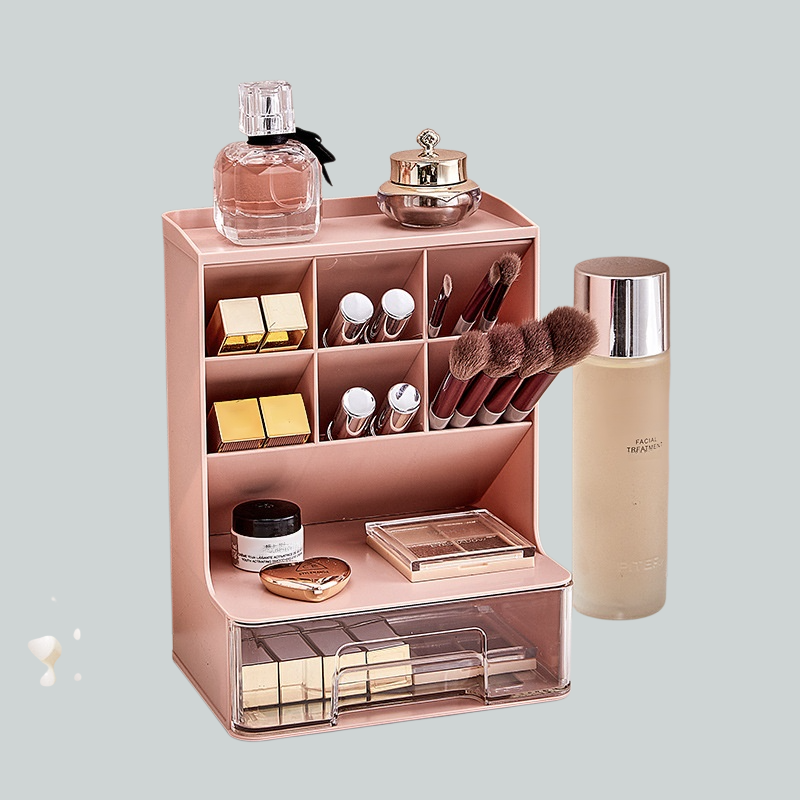 Slanted cosmetic storage box