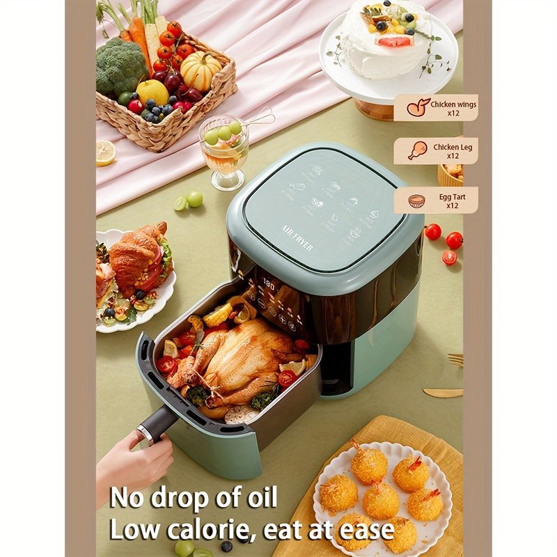 대용량 5L 에어 프라이어 및 핫팟 콤보 - 무기름, 스마트, 자동 - 프렌치 프라이 등에 완벽함 - 1350W