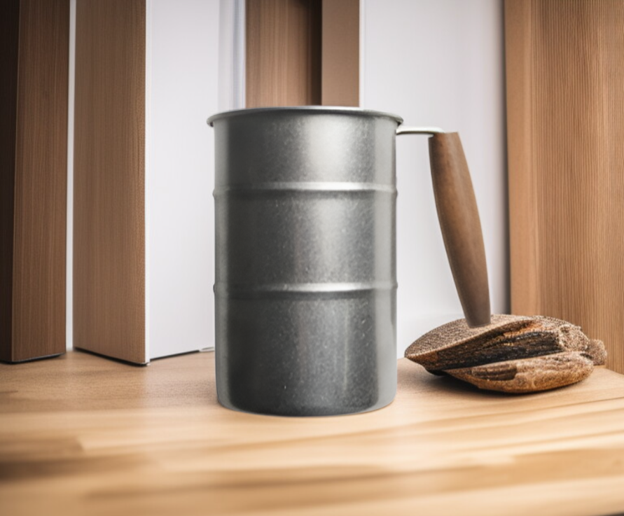 Reusable metal water cup with ergonomic handle