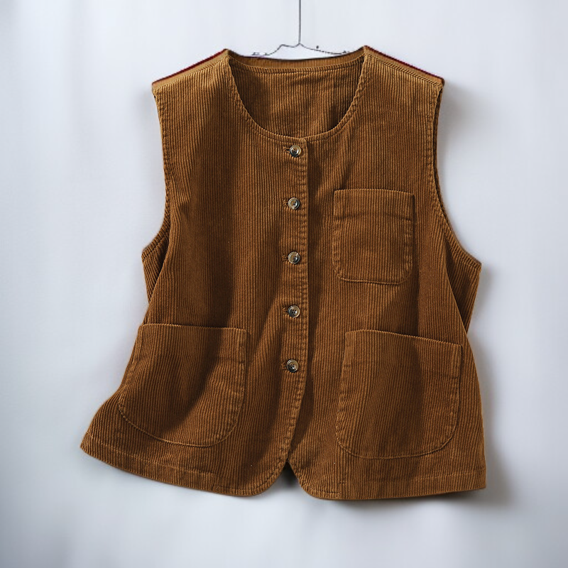 レトロスタイルのコーデュロイストライプベスト