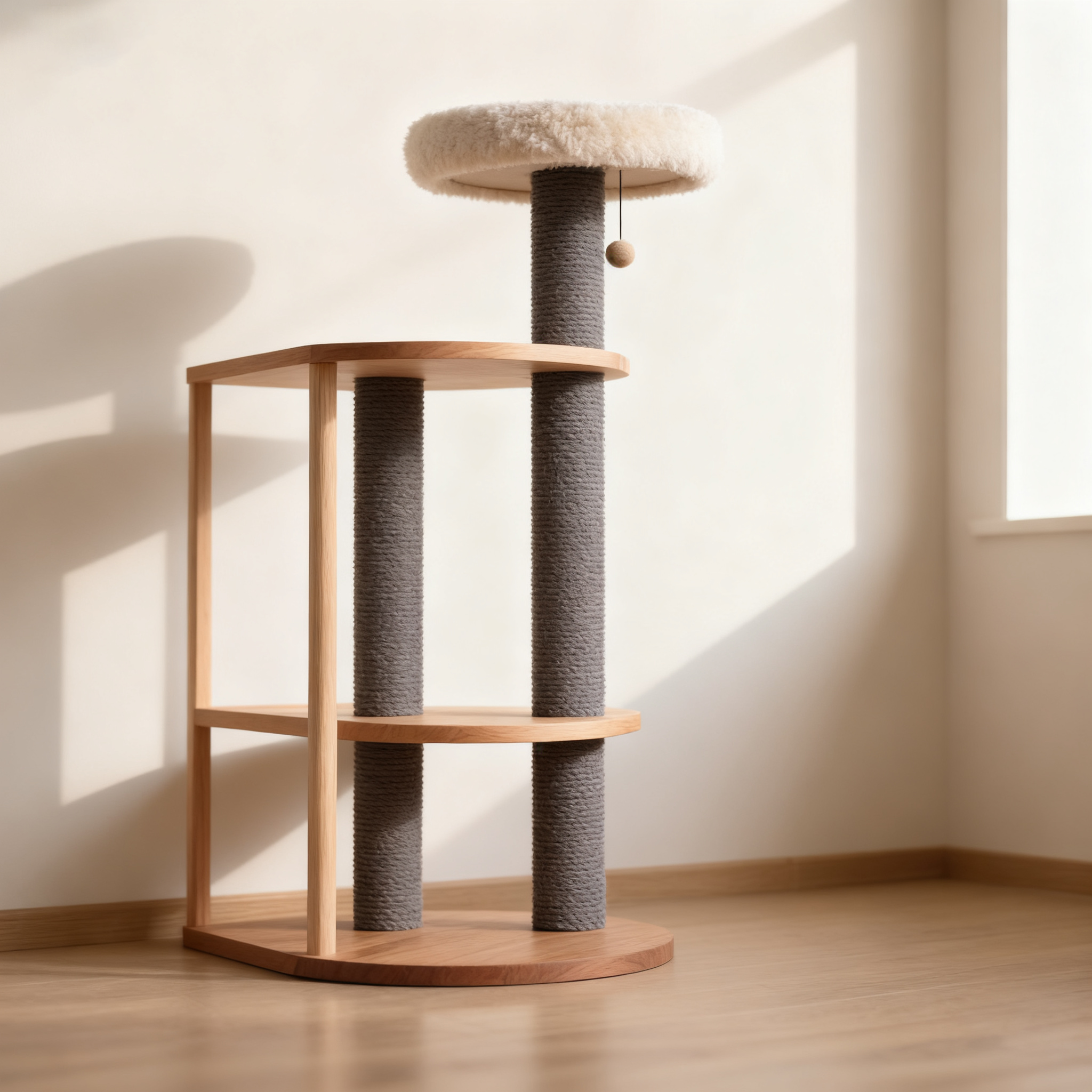 심플한 원목 벨벳 고양이 스크래쳐 전체 이미지