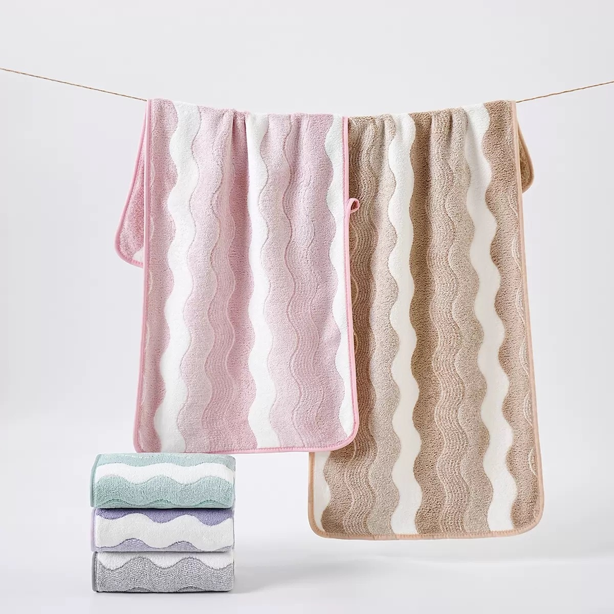 Coral Fleece Two-tone Towel, Absorbent & Soft Face Cloth for Home