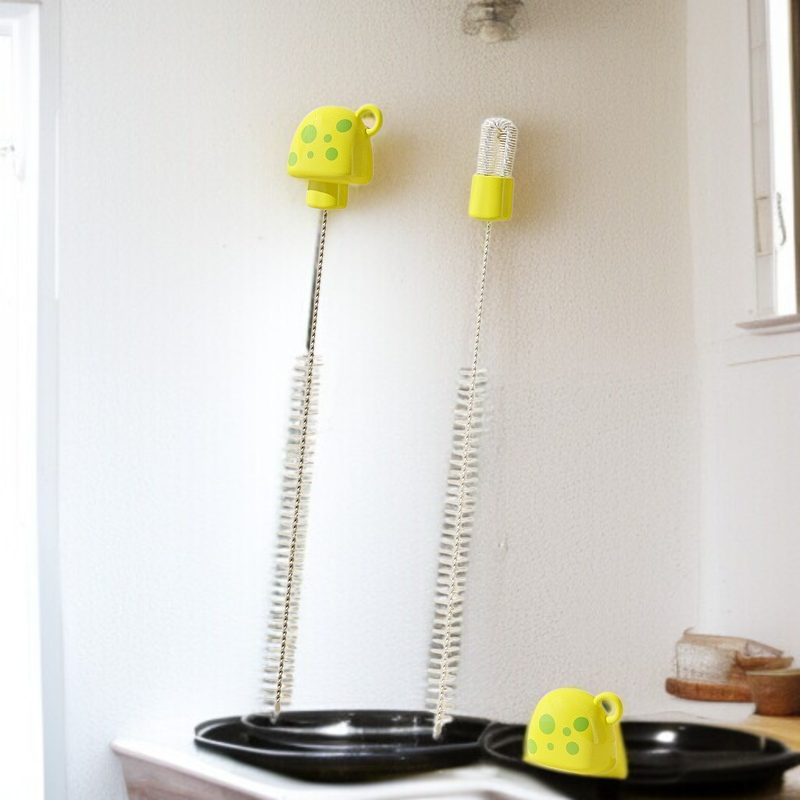 Heart Mug Cleaning Brush Dual Purpose Cup Brush Bottle Brush Small Mushroom Baby Kitchen Straw Brush