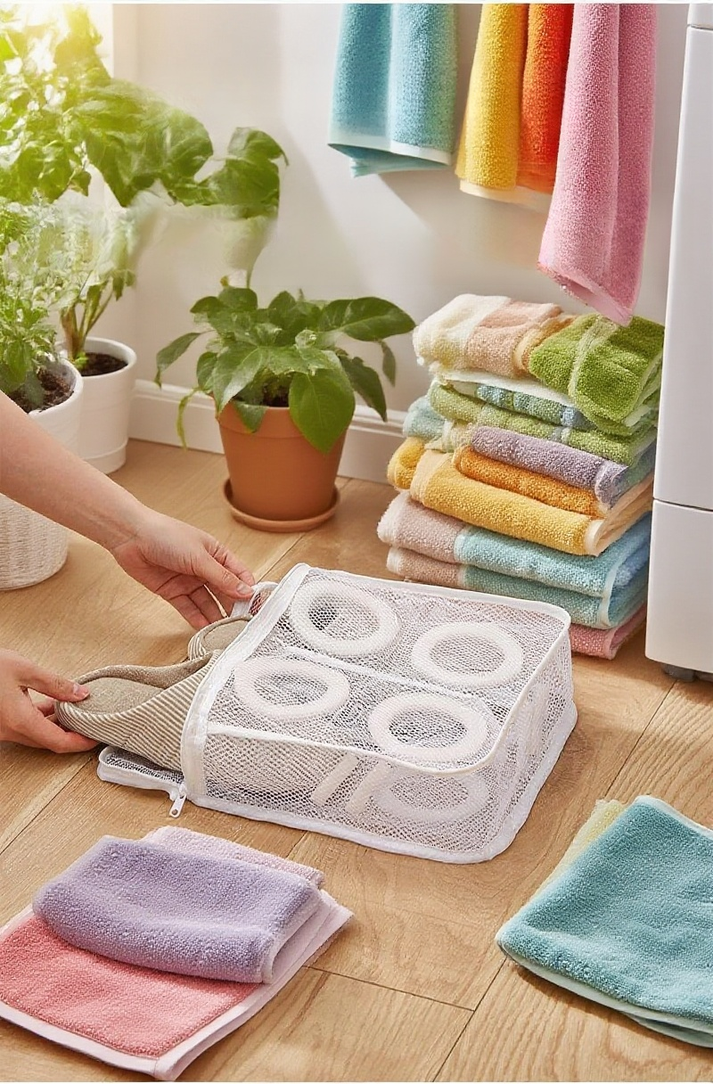 Protective shoe bag for washing machine cleaning