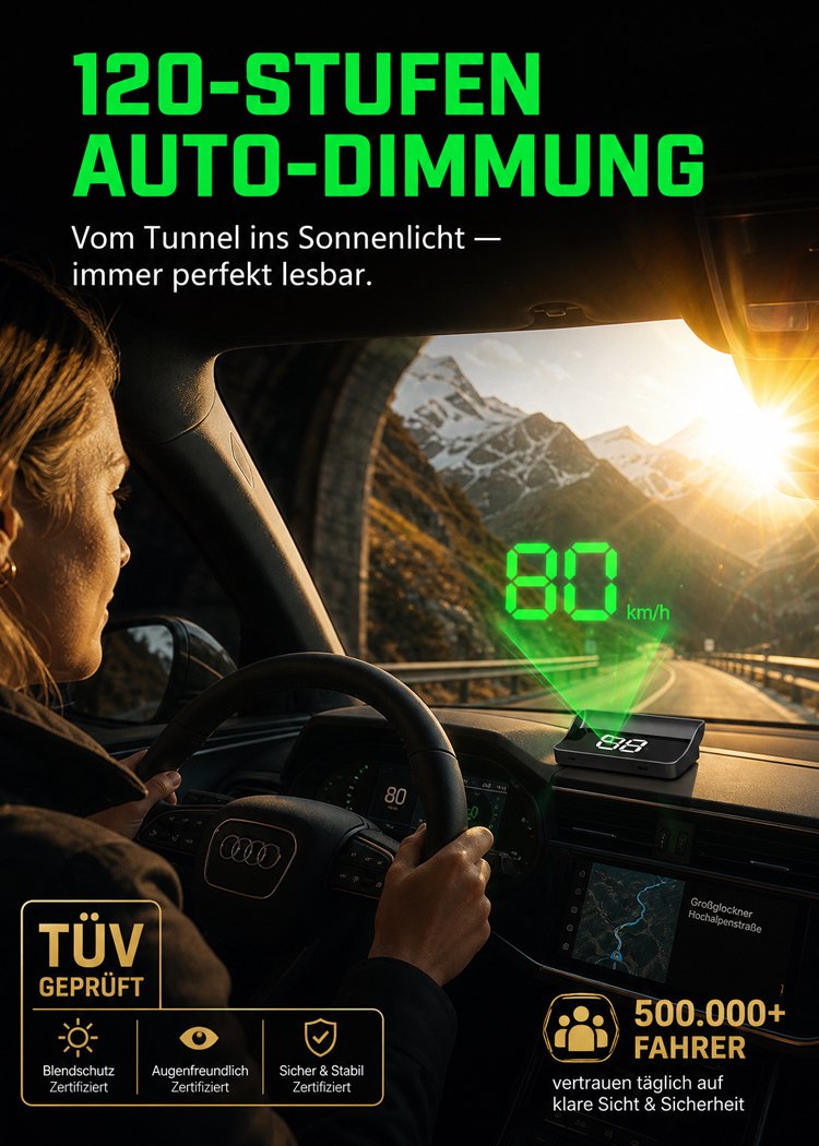 HUD GPS Digitaler Tacho für Autos, Head-Up Display, geeignet für alle Fahrzeugtypen